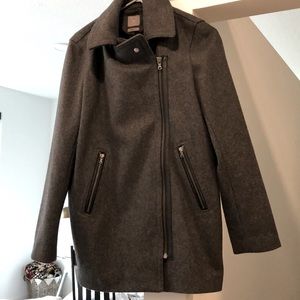 Gap moto pea coat grey wool small